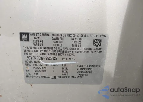 2015 Cadillac Srx Performance Collection from USA, damaged, VIN 3GYFNFE39FS529122